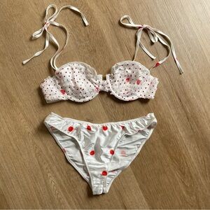 For Love & Lemons Polka Dot Bra and Panty Set Size Small NWOT